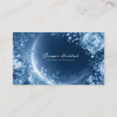 Carte De Visite Ethereal Blue Rose Floral Glowing Cosmic Night (Devant)