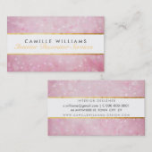 Carte De Visite ETHEREAL BOKEH motif élégant or strip rose (Devant / Derrière)