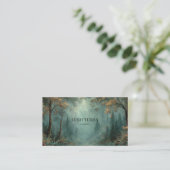 Carte De Visite Ethereal Misty Forest Path Teal Gold Rustic (Debout devant)