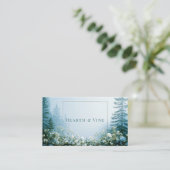 Carte De Visite Ethereal Misty Forest White Wildflower Gold Frame (Debout devant)