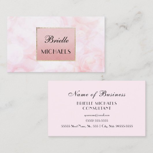 Carte De Visite Ethereal Rose Rose Bokeh Elegant Gold Glamor Cadre (Devant / Derrière)