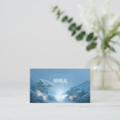 Carte De Visite Ethereal Snowy Forest Mountain Valley Clean Frame (Debout devant)