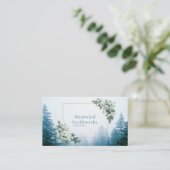 Carte De Visite Ethereal White Rose Pine Forest Winter Gold Frame (Debout devant)