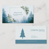 Carte De Visite Ethereal White Rose Pine Forest Winter Gold Frame (Devant / Derrière)