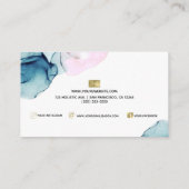 Carte De Visite Éthérée Turquoise et rose Inky Glamor Élégance mod (Dos)