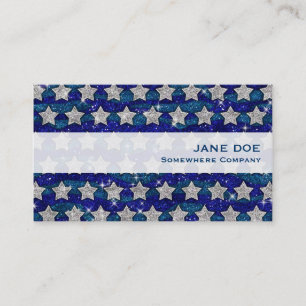 Carte De Visite Étincelle bleue de vagues de parties scintillante