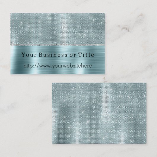 Carte De Visite Étincelle en argent de l'Aqua Glitzy (Devant / Derrière)