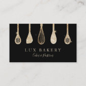 Carte De Visite Étincelle Or de luxe Golden Baker's Ustensiles (Devant)