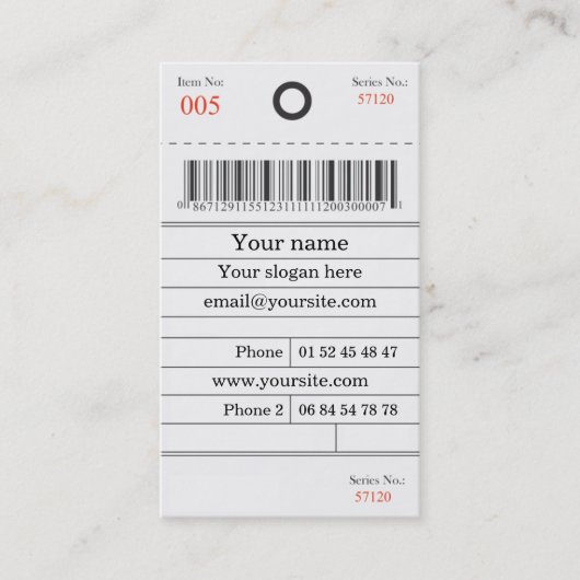 Carte de visite etiquette (Devant)