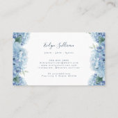 Carte de visite étiquette bleu hydrangea (Dos)
