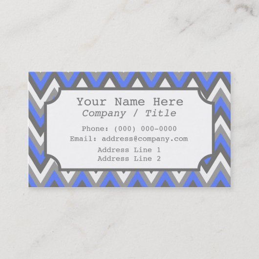 Carte de visite Étiquette Blue Grey Chevron (Devant)
