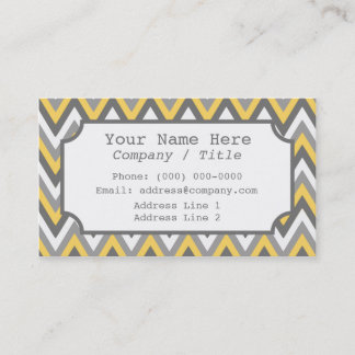Carte de visite Étiquette gris jaune Chevron