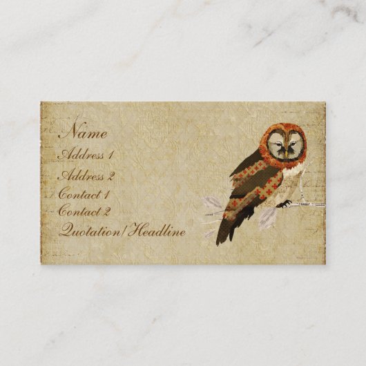 Carte de visite/étiquettes ambres de hibou de (Devant)