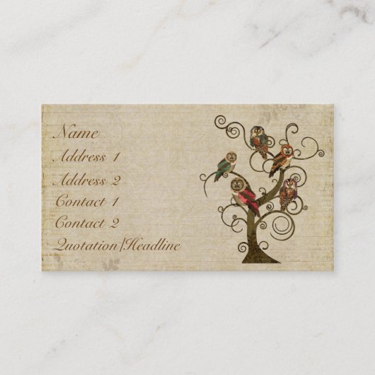 Carte de visite/étiquettes minables d'arbre de (Devant)