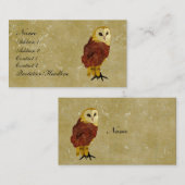 Carte de visite/étiquettes rouges d'or de hibou (Devant / Derrière)