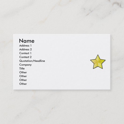 Carte de visite étoile (Devant)