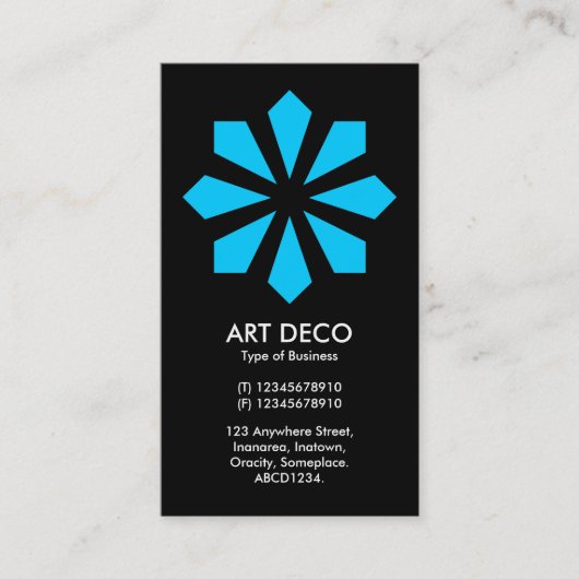 Carte De Visite Etoile à fleurs Art déco bleu - Noir (Devant)