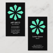 Carte De Visite Etoile à fleurs turquoise Art Déco - Noir (Devant / Derrière)