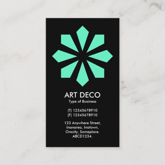 Carte De Visite Etoile à fleurs turquoise Art Déco - Noir (Devant)