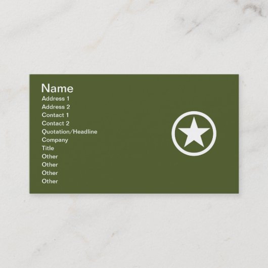 Carte De Visite Étoile d'armée (Devant)