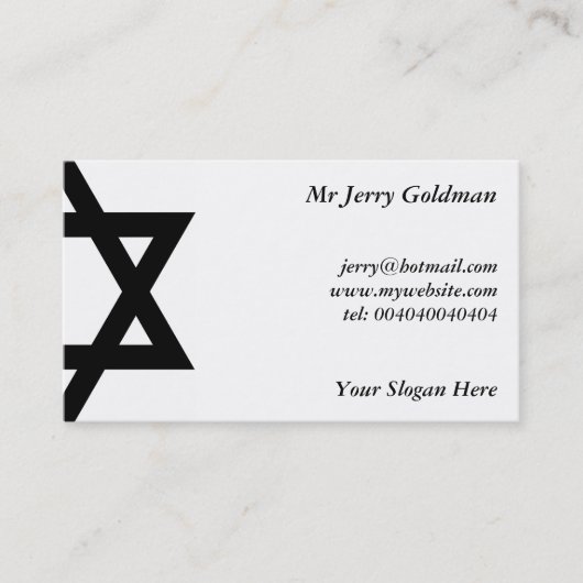 Carte De Visite Étoile de David noire (Devant)