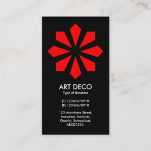 Carte De Visite Étoile de fleurs Art déco rouge - Noir