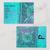 Carte De Visite ÉTOILE DU MATIN, MONOGRAM Bleu Turquoise (Devant / Derrière)