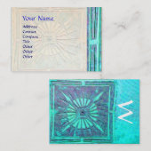 Carte De Visite ÉTOILE DU MATIN, MONOGRAM, Turquoise, Vert Bleu, T (Devant / Derrière)
