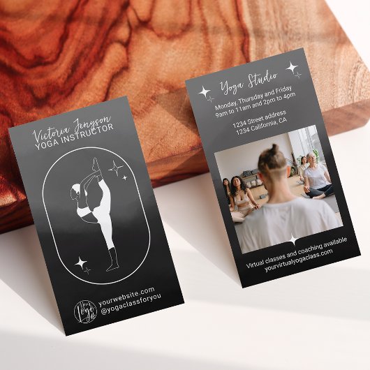 Carte De Visite Etoile noire dégradé Yoga professeur studio profes