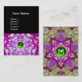 CARTE DE VISITE ÉTOILE ROSE ABSTRAITE, MONOGRAMME DE STONE VERT (Devant / Derrière)