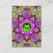 CARTE DE VISITE ÉTOILE ROSE ABSTRAITE, MONOGRAMME DE STONE VERT (Dos)