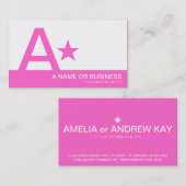 Carte De Visite étoile rose monogramme (Devant / Derrière)