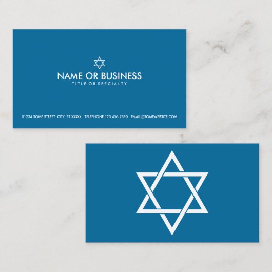 Carte De Visite étoile simple de david (Devant / Derrière)