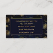 Carte De Visite Étoiles célestes Blue Gold Sun Moon (Dos)