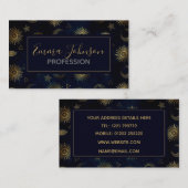 Carte De Visite Étoiles célestes Blue Gold Sun Moon (Devant / Derrière)