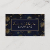 Carte De Visite Étoiles célestes Blue Gold Sun Moon (Devant)