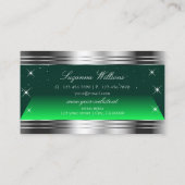 Carte De Visite Étoiles Chimiques Vert Argent Frontières Faux Glit (Dos)