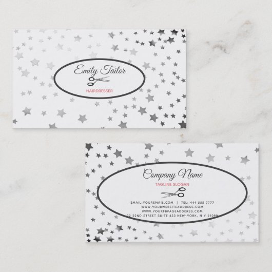 Carte De Visite Étoiles d'argent (Devant / Derrière)