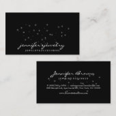 Carte De Visite Étoiles d'argent blanc noir (Devant / Derrière)