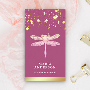 Carte De Visite Étoiles de confettis en feuille d'or Dragonfly ros