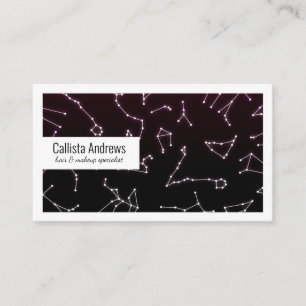 Carte De Visite Étoiles de constellation en zodiaque blanc violet 