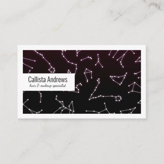 Carte De Visite Étoiles de constellation en zodiaque blanc violet (Devant)