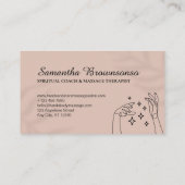 Carte De Visite Étoiles de lumière rose foncé entre les mains (Dos)