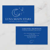 Carte De Visite Étoiles de lune de base simple Navy (Devant / Derrière)
