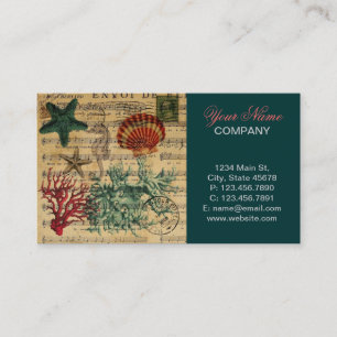 Carte De Visite étoiles de mer de corail côtières tropicales