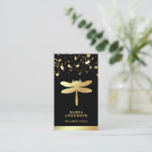 Carte De Visite Étoiles de papier d'or Confetti Libellule dorée (Debout devant)