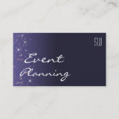 Carte De Visite Étoiles de Parties scintillant bleu foncé avec ini (Devant)