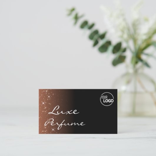 Carte De Visite Étoiles de Parties scintillant Brown en beige noir (Debout devant)