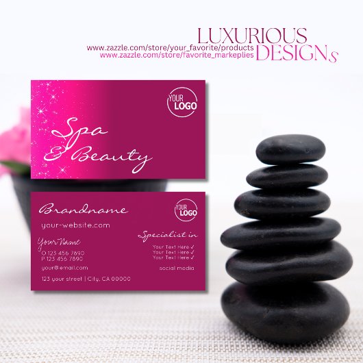 Carte De Visite Étoiles de Parties scintillant chic Girly rose éti