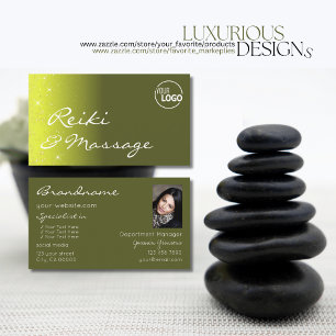 Carte De Visite Étoiles de Parties scintillant d'olive jaune avec 